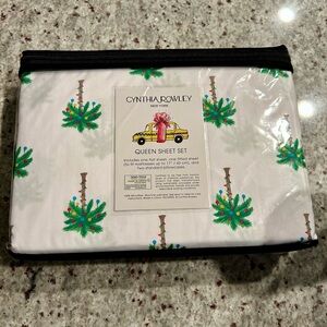 Cynthia Rowley Palm Trees Christmas Queen Sheet Set